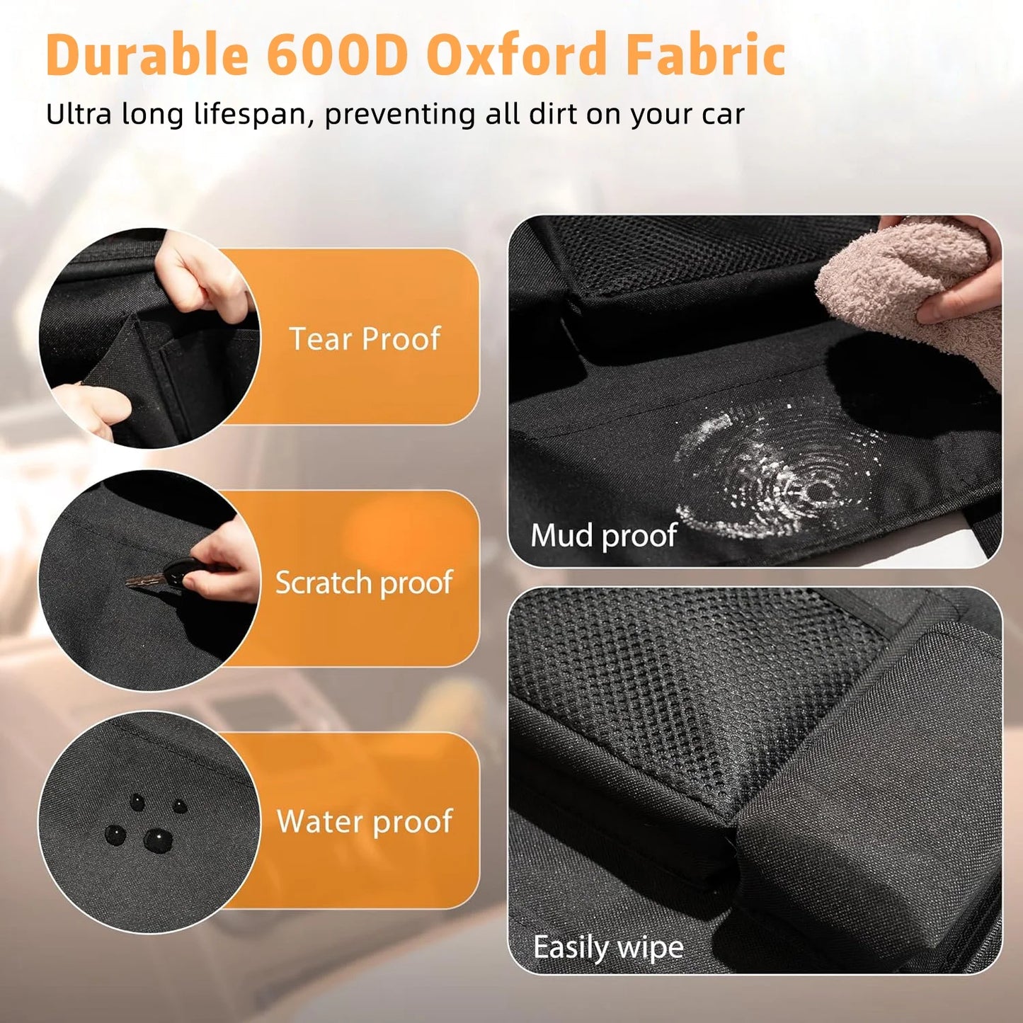 All in One Backseat Car Organizer with Tablet Holder, Compatible with 99% of Cars, Trucks, and Suvs. Multiple Pockets Car Storage Organizer for Toys, Snacks, and More